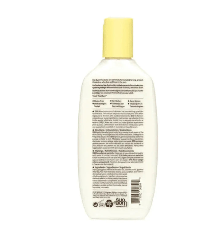 Back view of Sun Bum Cool Down After Sun Lotion bottle with yellow cap