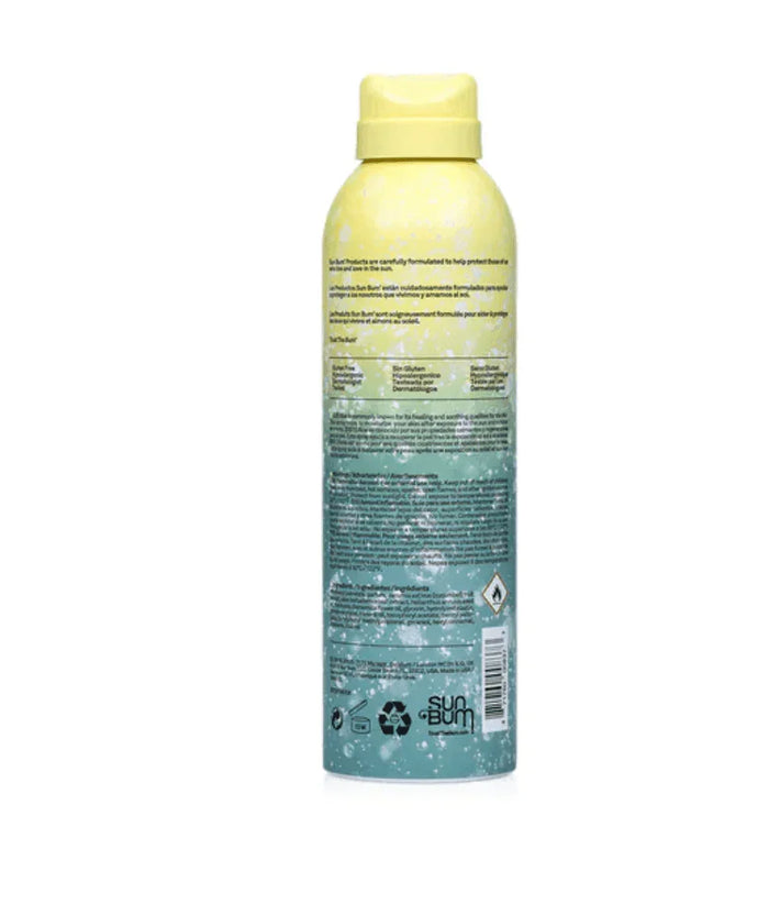 Sun Bum Cool Down After Sun Spray aerosol can with yellow and teal gradient design
