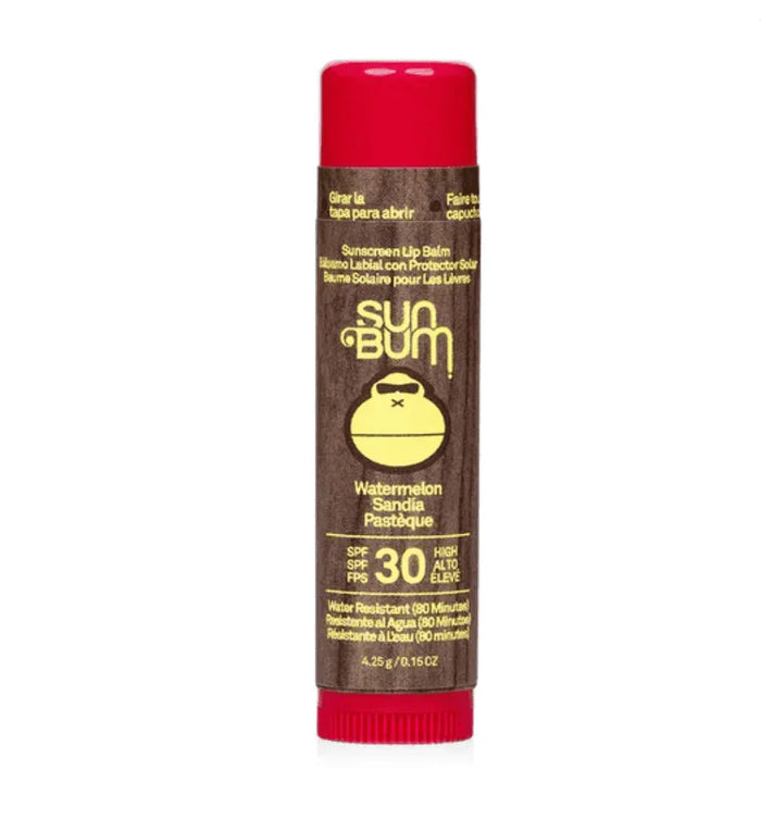 Sun Bum Original SPF 30 Sunscreen Lip Balm Watermelon flavor, brown tube with red cap