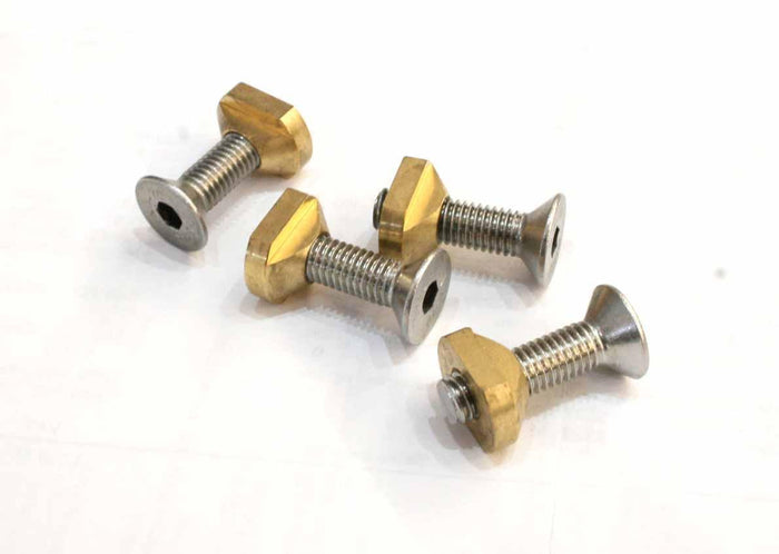 Pack of 4 M8 T-nut brass hydrofoil bolts for wing foil board, Boardworx hardware