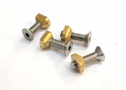 Pack of 4 M8 T-nut brass hydrofoil bolts for wing foil board, Boardworx hardware