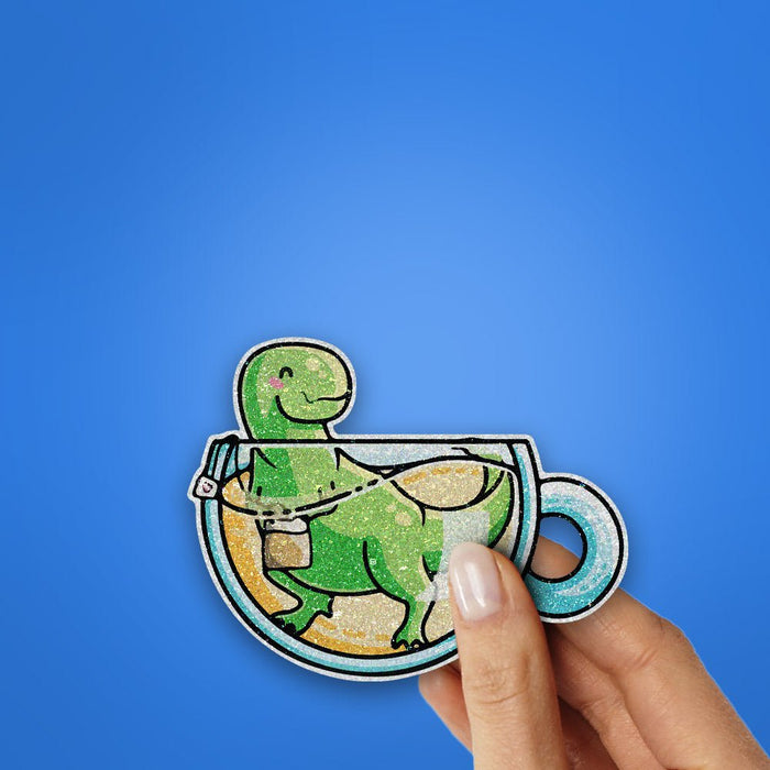 Tea Rex Glitter Sticker - Glitter Stickers | STICK IT UP