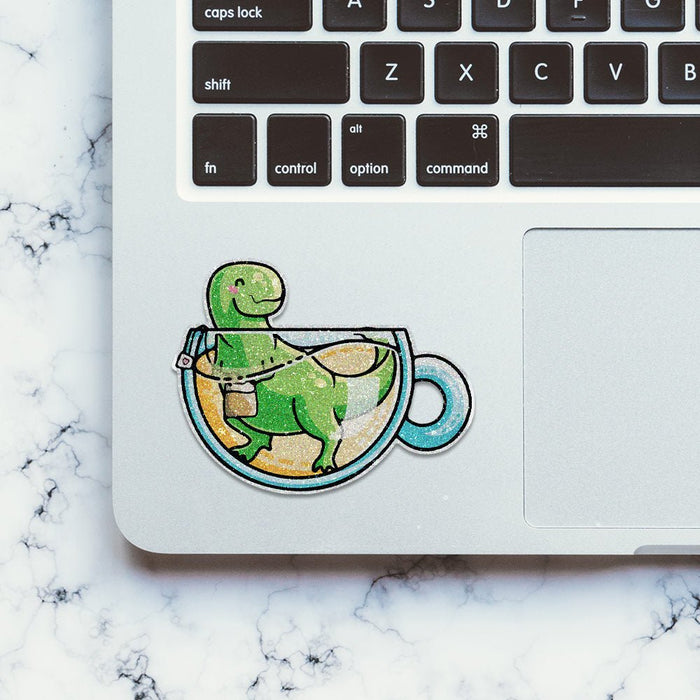 Tea Rex Glitter Sticker - Glitter Stickers | STICK IT UP