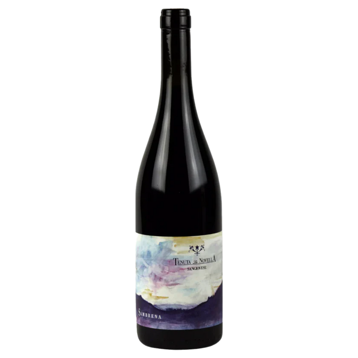 Tenuta La Novella Sambrena wine bottle, dark glass with foil neck cap