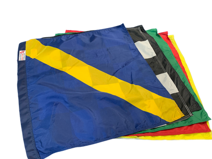 TrackFlag™ Professional Race Flag Set of 7 - Printed Checkered & Yellow Stripe Passing