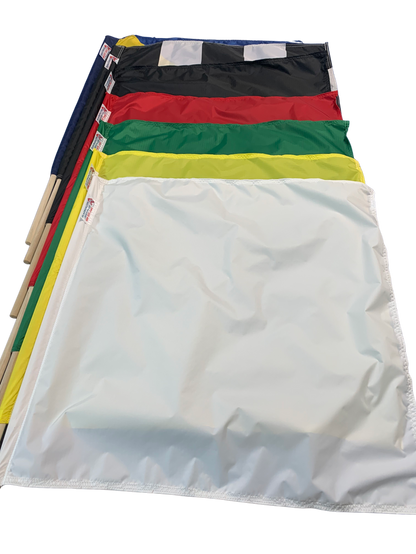 TrackFlag™ Professional Race Flag Set of 7 - Printed Checkered & Yellow Stripe Passing