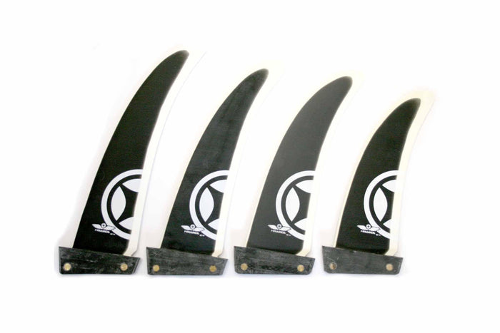 Unifibre Freeride Windsurfing Fin glassfibre Tuttle Box, black and white curved fins