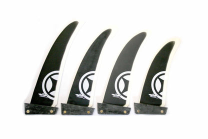Unifibre Freeride Windsurfing Fin glassfibre Tuttle Box, black and white curved fins