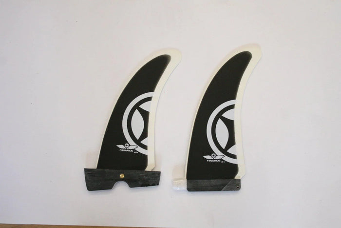 Unifibre Freeride windsurfing glassfibre fins with Tuttle Box base on white background