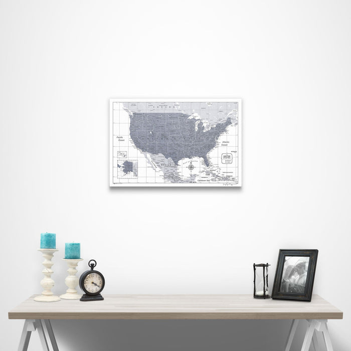 USA Map Poster - Dark Gray Color Splash CM Poster