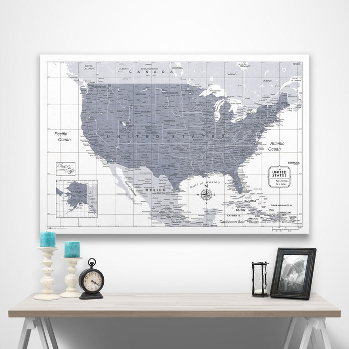 USA Map Poster - Dark Gray Color Splash CM Poster
