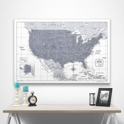USA Map Poster - Dark Gray Color Splash CM Poster