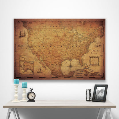 USA Map Poster - Golden Aged CM Poster