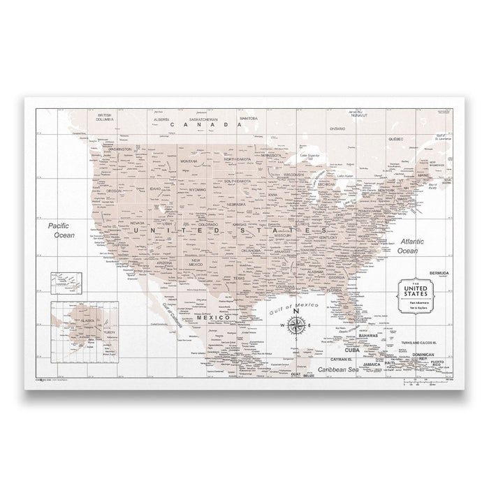 USA Map Poster - Light Brown Color Splash CM Poster