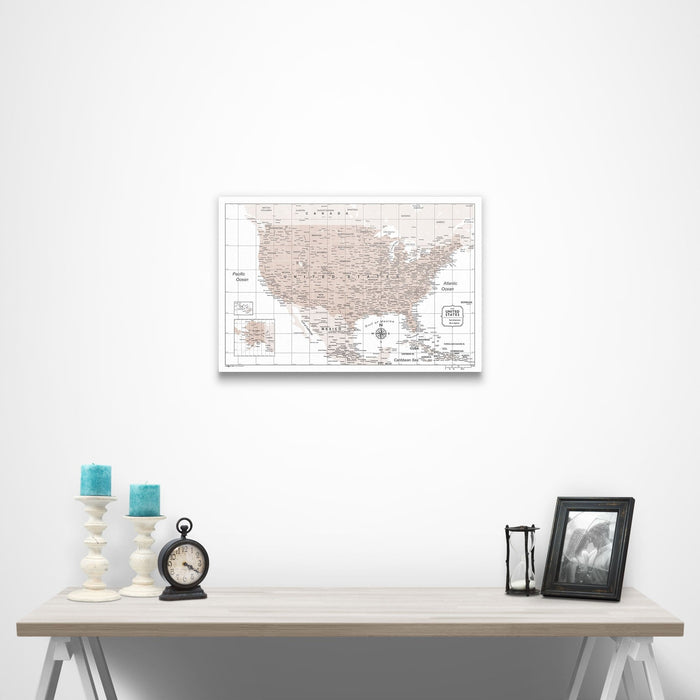 USA Map Poster - Light Brown Color Splash CM Poster