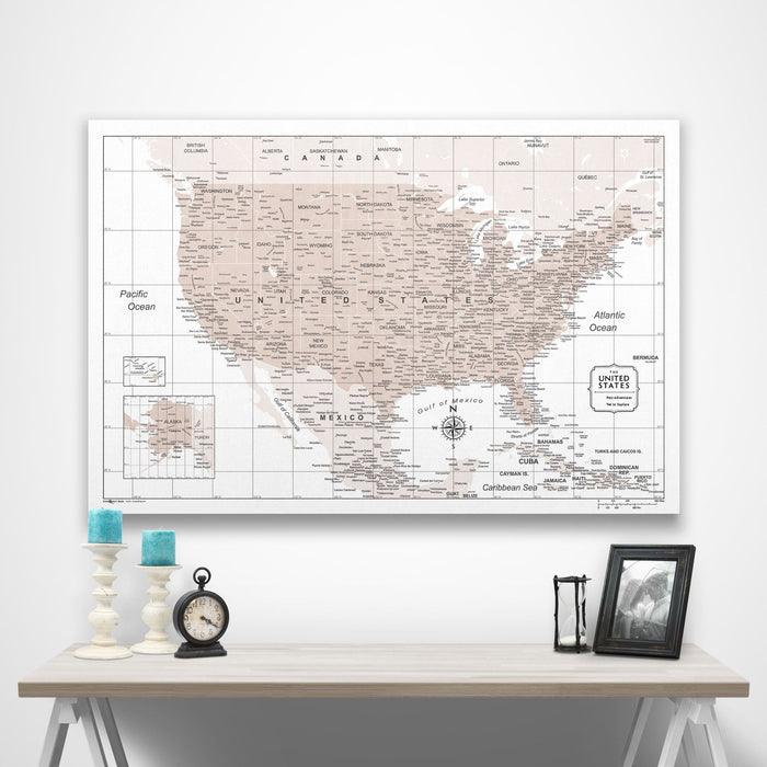 USA Map Poster - Light Brown Color Splash CM Poster
