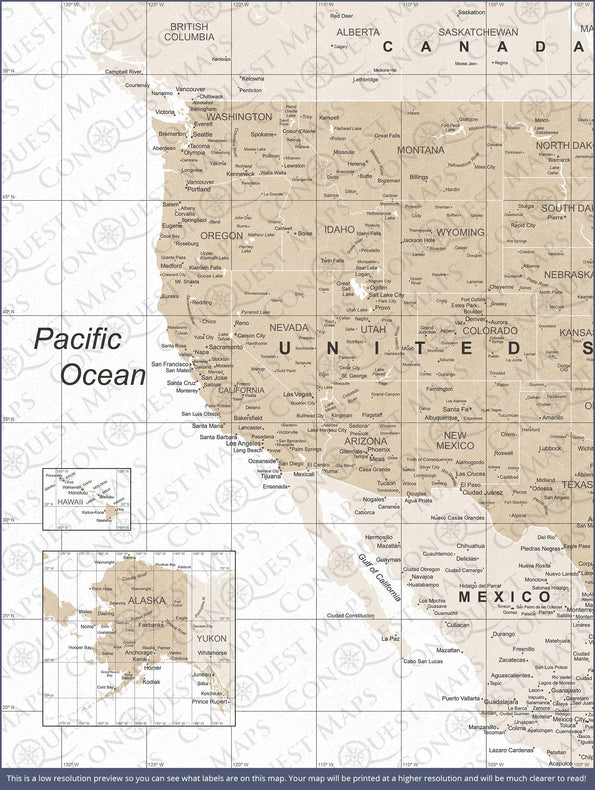 USA Map Poster - Light Brown Color Splash CM Poster