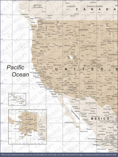 USA Map Poster - Light Brown Color Splash CM Poster