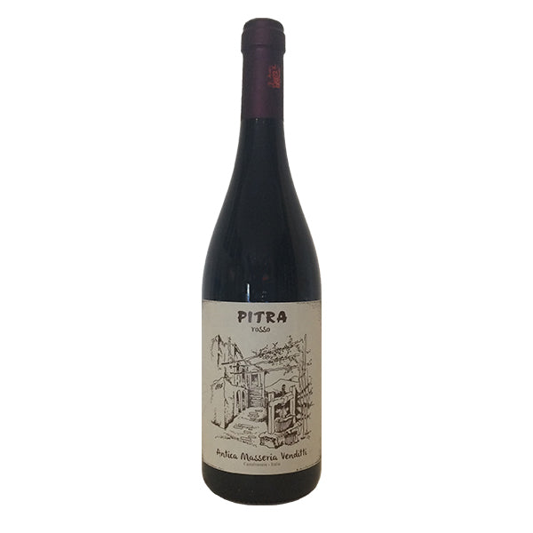 Red wine bottle: Venditti Pitra Rosso 2015 with illustrated label