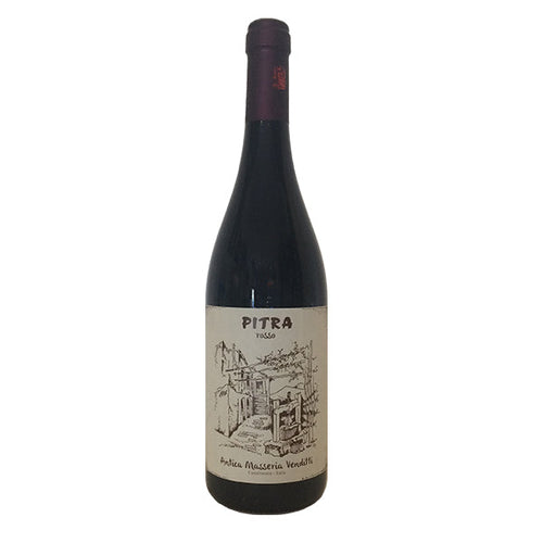 Red wine bottle: Venditti Pitra Rosso 2015 with illustrated label