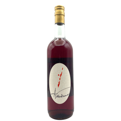 Red Americano liquor bottle with gold cap and oval front label