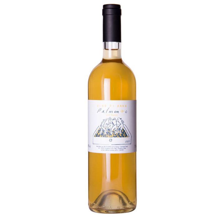 2024 Anna Palmento Bianco white wine bottle, amber glass, black screw cap