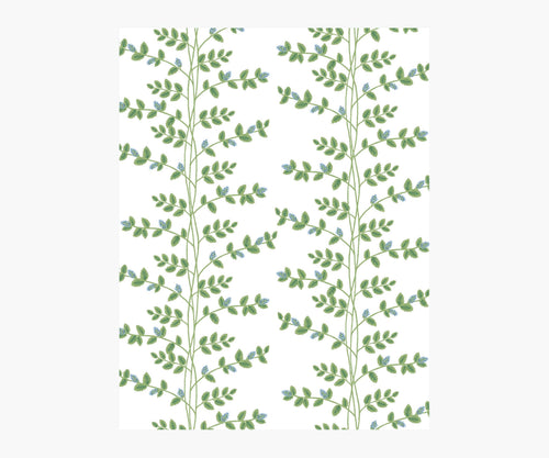 Climbing Vines Wallpaper Sample - White & Blue