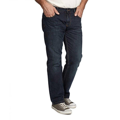 Weird Fish Matrix Classic dark blue denim jeans for men, straight fit, front view