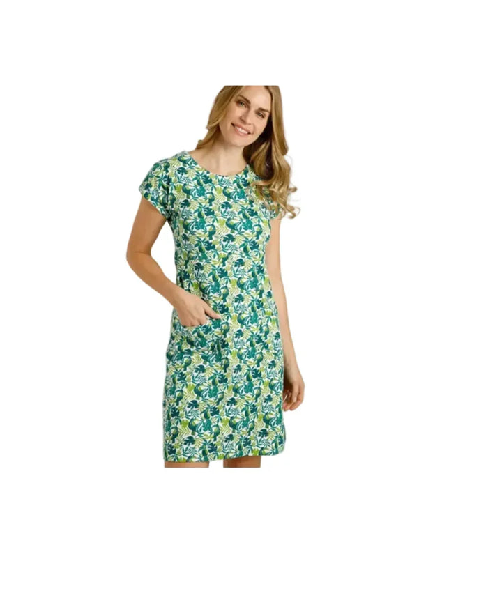 Green leaf print women's beach dress for watersports