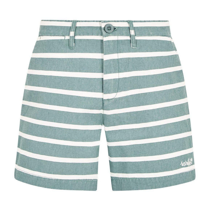 Weird Fish Zula printed cotton shorts in Arona with white horizontal stripes