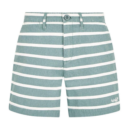Weird Fish Zula printed cotton shorts in Arona with white horizontal stripes