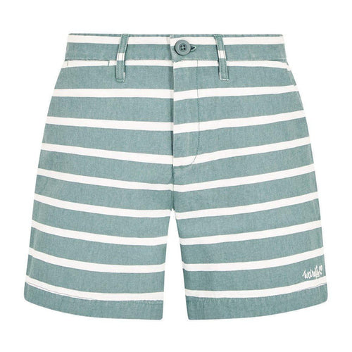 Weird Fish Zula printed cotton shorts in Arona with white horizontal stripes