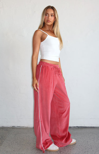 Soul Fire Velour Pants Red