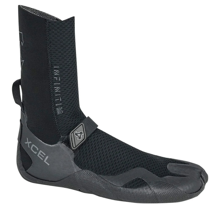 Xcel Infiniti 3/2mm black wetsuit boot with grippy sole and ankle strap for watersports