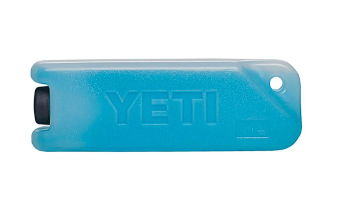 YETI ICE freezer pack, blue reusable ice block for coolers, product closeup