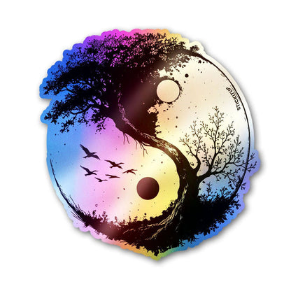 Yin-yang Wood Holographic Stickers - Holographic stickers | STICK IT UP
