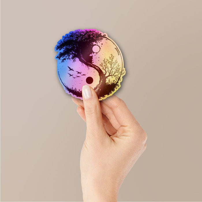 Yin-yang Wood Holographic Stickers - Holographic stickers | STICK IT UP