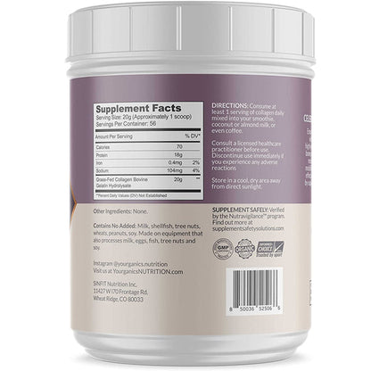 Yourganics Grass Fed Collagen Protein 56 Servings